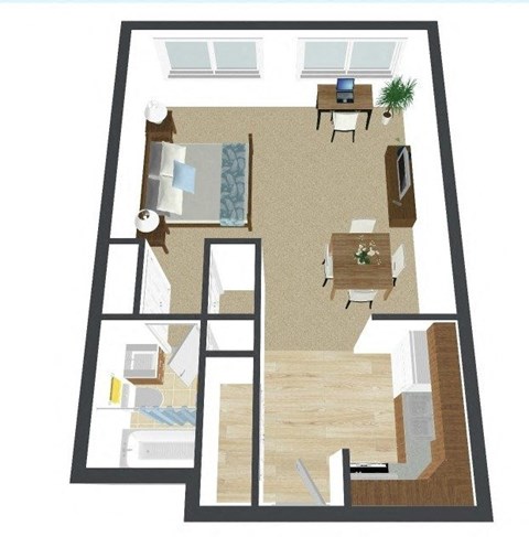 South Park Apartments in Moorhead, MN | Efficiency Floor Plan 01A